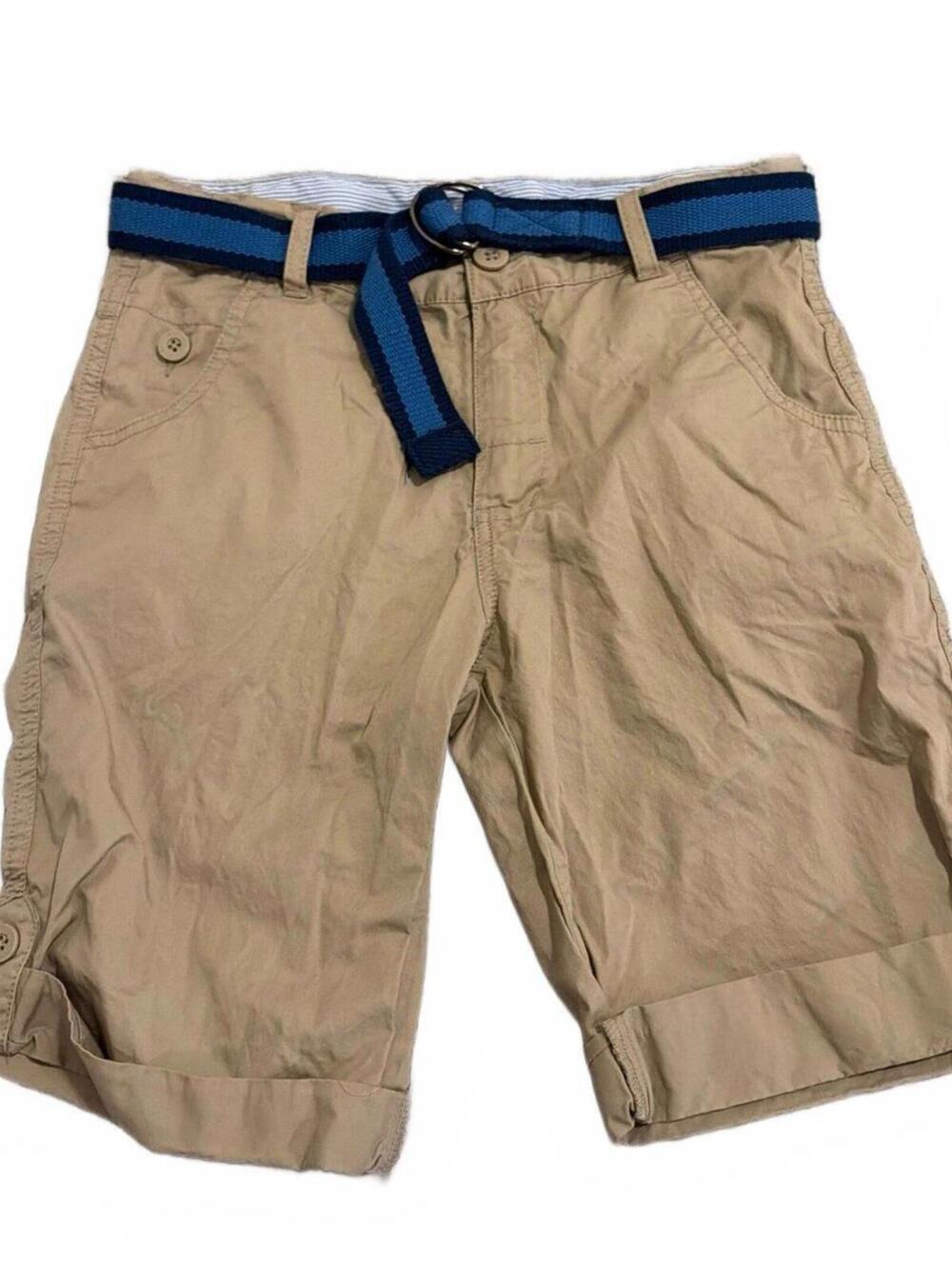 Bossini Boys Khaki Casual Shorts with Blue Belt Size (Medium) 140/60